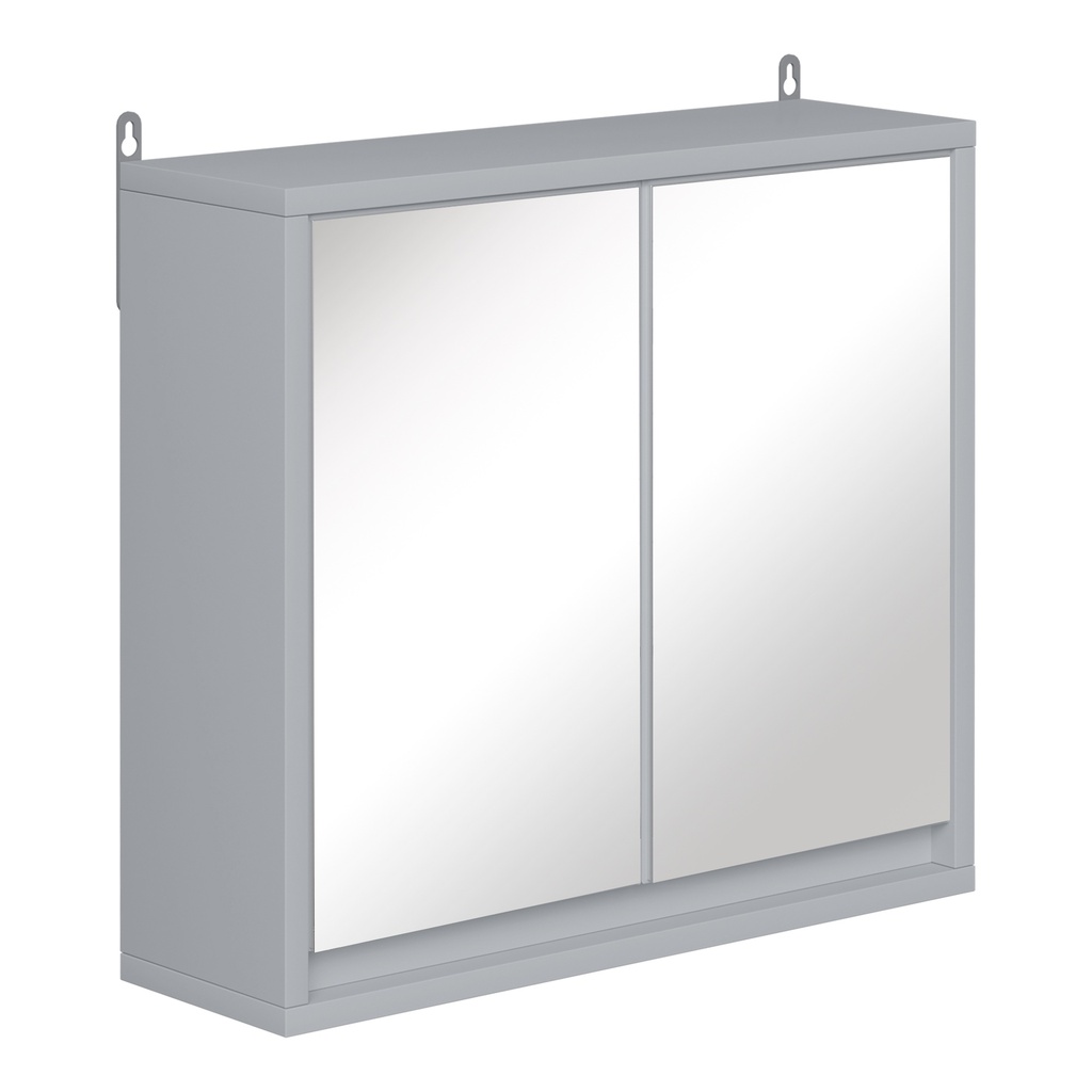 Wall Mounted Mirror Cabinet Grey with Storage Shelf