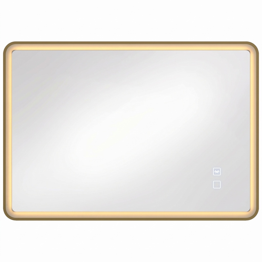 LED Bathroom Mirror Dimmable Anti-Fog Bluetooth 100x70cm Gold