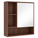 Mirror Cabinet Wall-Mounted Adjustable Shelves Walnut Brown