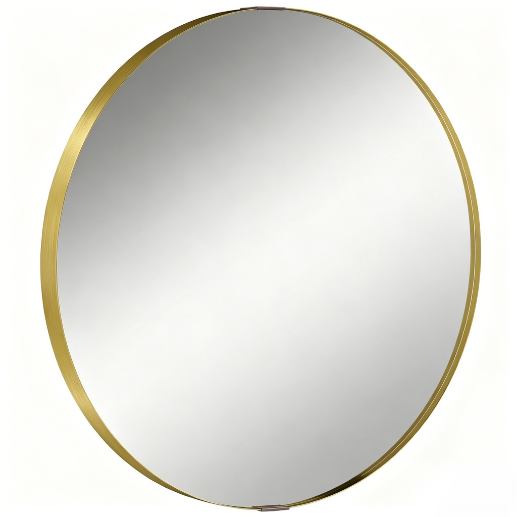 Round Wall Mirror 61cm Tempered Glass Gold