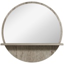Kleankin 45cm Round Mirror with Shelf Grey Wood-Effect