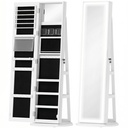 Swivel Jewellery Cabinet Full-Length Mirror White
