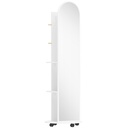 Full-Length Mirror with Storage Shelves & Wheels White