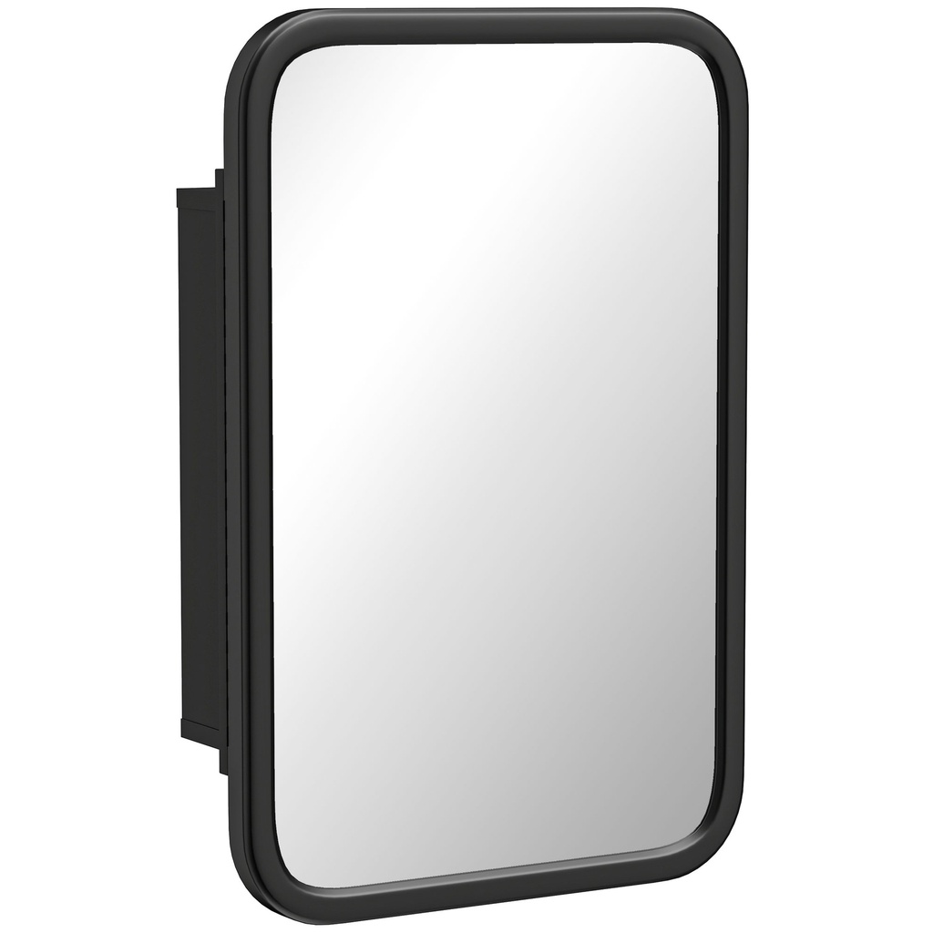 Wall Cabinet with Mirror 3 Shelves Black