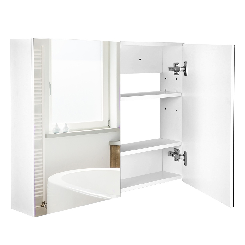 Wall Mounted Mirror Cabinet Wooden 80x15x60cm