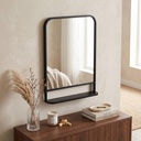 Modern Wall Mirror with Shelf Black 70x50 cm