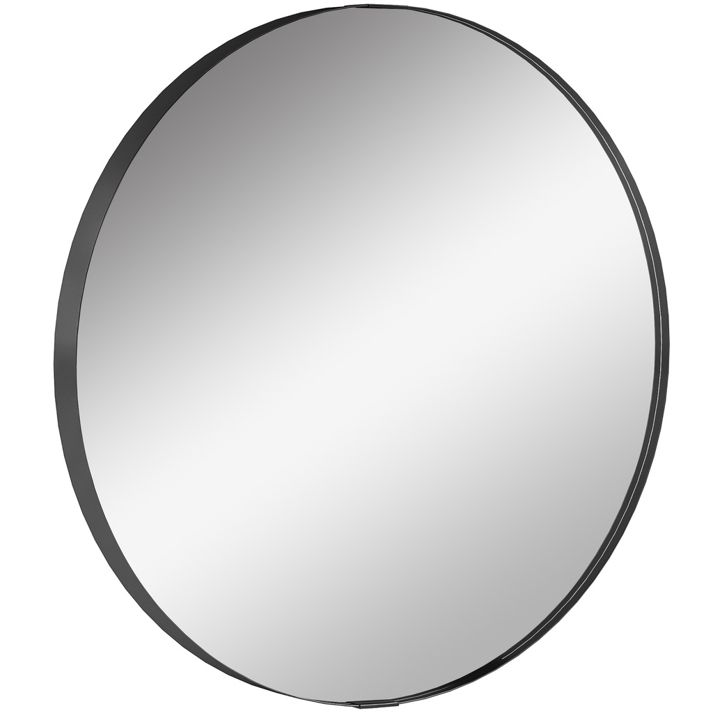 Round Wall Mirror 61cm Aluminium Frame Wall-Mounted Black