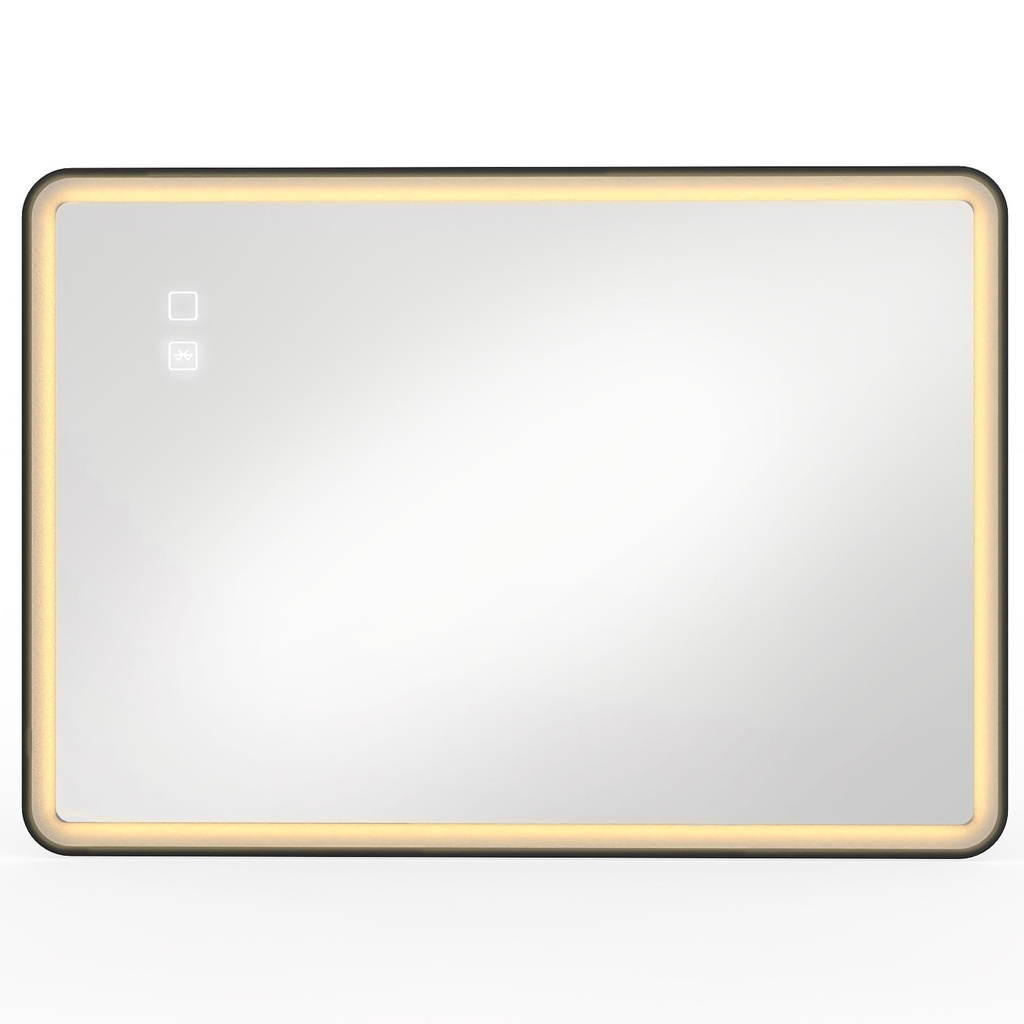 LED Bathroom Mirror Dimmable Anti-Fog Bluetooth 100x70cm Black