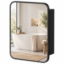 Medicine Mirror Cabinet Wall Storage Adjustable Shelf Black