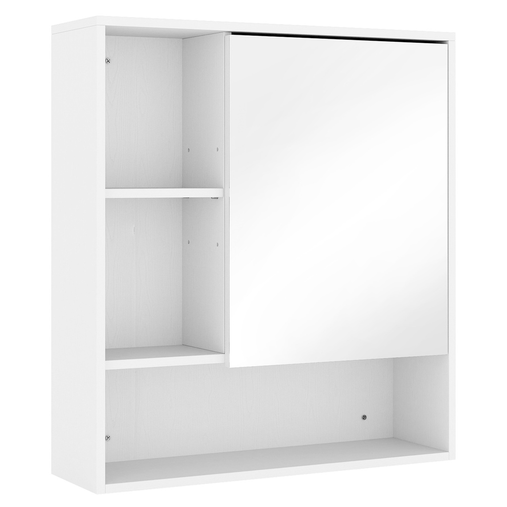 Wall-Mounted Mirror Cabinet Adjustable Shelves White