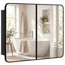Bathroom Mirror Cabinet Wall-Mounted Adjustable Black 76cm