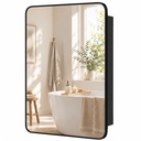 Wall Mirror Cabinet Adjustable Shelves Black 50.8x11.6x71cm
