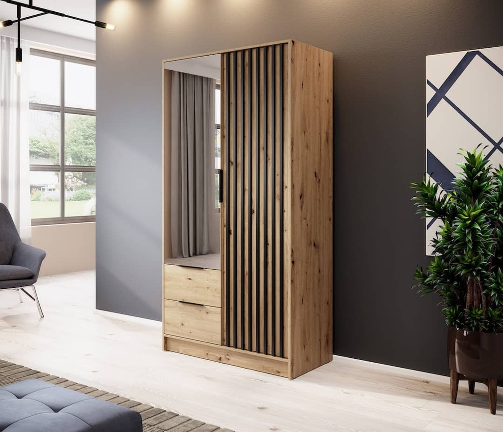 [NELLY 2D-OALM-M] INSTALLATION SERVICE FOR Nelly Hinged Door Wardrobe 105cm [Mirror] Oak Artisan / 105cm