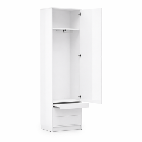 INSTALLATION SERVICE FOR PHANTOM FURNITURE Basic Spacious Wardrobe with Pull-Out Nightstand - White Gloss