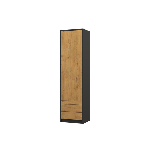 INSTALLATION SERVICE FOR PHANTOM FURNITURE Genius Spacious Wardrobe with Pull-Out Nightstand - Black and Lancelot Oak