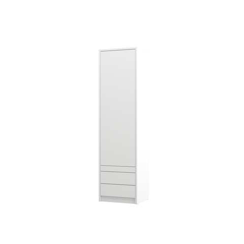INSTALLATION SERVICE FOR PHANTOM FURNITURE Genius Spacious Wardrobe with Shelves and Pull-Out Nightstand - White Matte