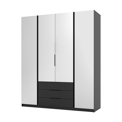 INSTALLATION SERVICE FOR PHANTOM FURNITURE LE KAJA BL/BL 4 3S Wardrobe with Mirror - Wardrobe with warm white LED lighting