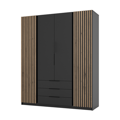 INSTALLATION SERVICE FOR PHANTOM FURNITURE LE KAJA BL/BL-EV 2 LAM 2F 3S Wardrobe - Wardrobe with warm white LED lighting
