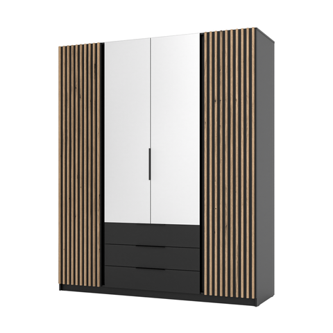 INSTALLATION SERVICE FOR PHANTOM FURNITURE LE KAJA BL/BL-EV 2LAM 2F 3S Wardrobe with Mirror - Wardrobe with warm white LED lighting