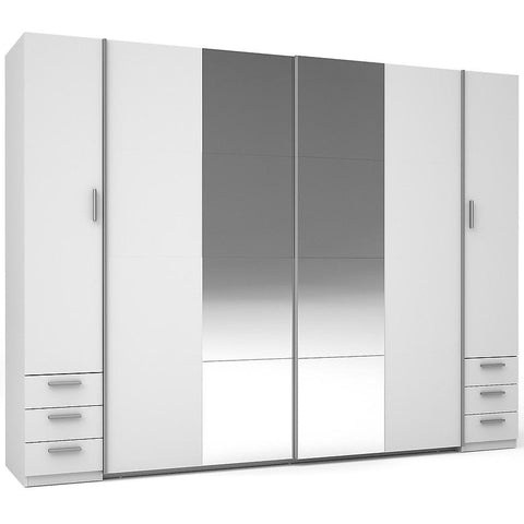 MO Store 4-Door 6-Drawer Wardrobe – White/Mirror
