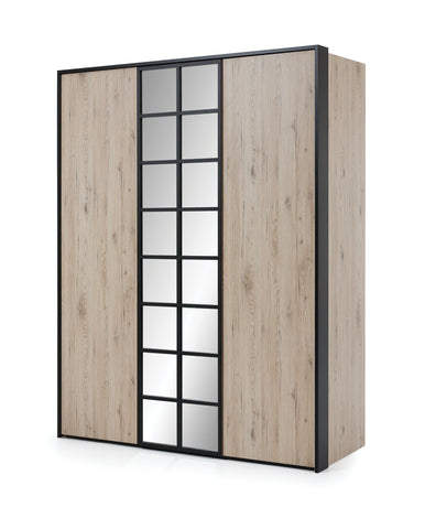 NE Glass Loft 3-Door Wardrobe with Mirror – 161 cm