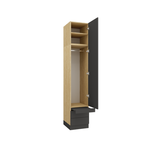 [Element nr 23] INSTALLATION SERVICE FOR PHANTOM FURNITURE SLEEP VARIA 1D Wardrobe 45 cm with Shelves, Hanging Rail, Drawers & Pull-Out Table – Oiled Oak / Graphite