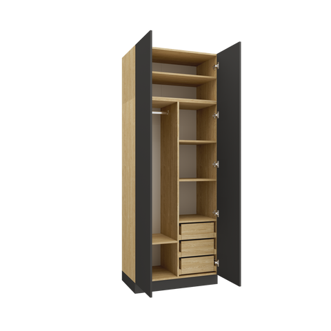 [Element nr 12] INSTALLATION SERVICE FOR PHANTOM FURNITURE SLEEP VARIA 2-Door Wardrobe 90 cm with Shelves, Drawers, and Rail – Oiled Oak / Graphite
