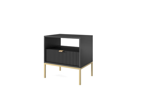 [NOVA STOLIK NOCNY S54] INSTALLATION SERVICE FOR PHANTOM FURNITURE Nova Nightstand Black - Modern Elegance for Your Bedroom - Black with Gold Frame and Gold Handles