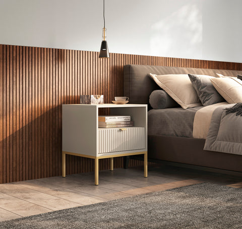[NOVA STOLIK NOCNY S54] INSTALLATION SERVICE FOR PHANTOM FURNITURE Nova Nightstand Cashmere - Modern Elegance for Your Bedroom - Gold Frame and Handles
