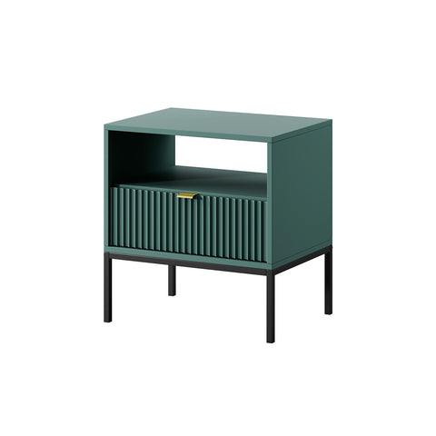 Nova Nightstand Labrador Green - Modern Elegance for Your Bedroom - Labrador Green with Black Frame and Gold Handles