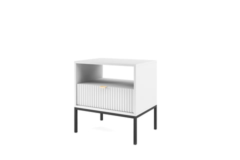 [NOVA STOLIK NOCNY S54] INSTALLATION SERVICE FOR PHANTOM FURNITURE Nova Nightstand White - Modern Elegance for Your Bedroom - White with Black Frame and Gold Handles