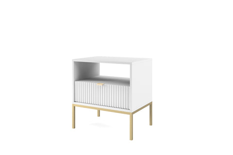 [NOVA STOLIK NOCNY S54] INSTALLATION SERVICE FOR PHANTOM FURNITURE Nova Nightstand White - Modern Elegance for Your Bedroom - White with Gold Frame and Gold Handles