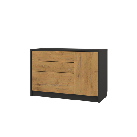 [GS-K-1D3S-BL] INSTALLATION SERVICE FOR PHANTOM FURNITURE Genius Chest of Drawers with 1 Door and 3 Drawers - Black and Lancelot Oak