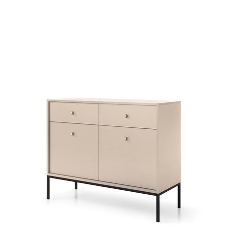[MONO KOMODA MKSZ 104] INSTALLATION SERVICE FOR PHANTOM FURNITURE Mono Dresser with Two Push to Open System Doors and Two Drawers Beige - Sandy Beige with black metal legs
