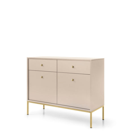 INSTALLATION SERVICE FOR PHANTOM FURNITURE Mono Dresser with Two Push to Open System Doors and Two Drawers Beige - Sandy Beige with gold metal legs