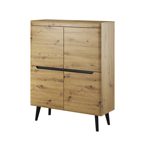 [NORDI KOMODA NK107] Nordi Chest of Drawers Artisan Oak - Scandic Style whit Four Push to Open System Doors
