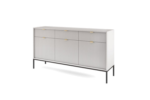 INSTALLATION SERVICE FOR PHANTOM FURNITURE Nova Dresser Grey - Modern Design with Three Push to Open Door and Three Drawers - Grey with Black Frame and Gold Handles