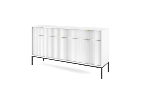 INSTALLATION SERVICE FOR PHANTOM FURNITURE Nova Dresser White - Modern Design with Three Push to Open Door and Three Drawers - White with Black Frame and Gold Handles