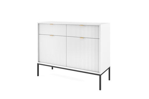 INSTALLATION SERVICE FOR PHANTOM FURNITURE Nova Dresser White- Modern Design with Two Doors and Two Drawers - White with Black Frame and Gold Handles