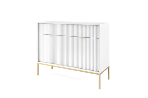 INSTALLATION SERVICE FOR PHANTOM FURNITURE Nova Dresser White- Modern Design with Two Doors and Two Drawers - White with Gold Frame and Gold Handles