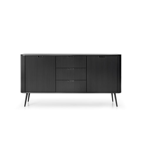 INSTALLATION SERVICE FOR PHANTOM FURNITURE Zova Black Chest of Drawers with Two Doors and Three Drawers - Black with black legs