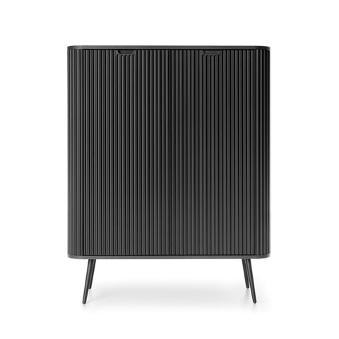 [K-103-B-B] INSTALLATION SERVICE FOR PHANTOM FURNITURE Zova Black High Sideboard with Two Doors - Black with black legs