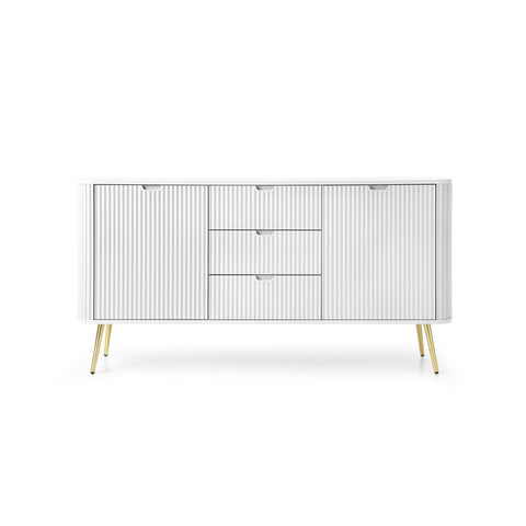 INSTALLATION SERVICE FOR PHANTOM FURNITURE Zova White Chest of Drawers with Two Doors and Three Drawers - White with gold legs