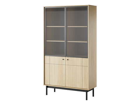[JAPANDI FRONT SZKLANY (DO WT 104)] INSTALLATION SERVICE FOR PHANTOM FURNITURE PI Japandi Bookcase with Glass Front WT104 in Oak Linea