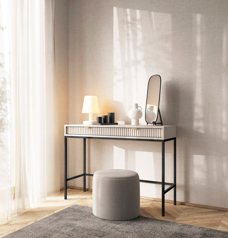 [NOVA TOALETKA T104] INSTALLATION SERVICE FOR PHANTOM FURNITURE Nova Vanity Table Cashmere - A Fusion of Modern Elegance and Practical Storage - Black Frame and Gold Handles