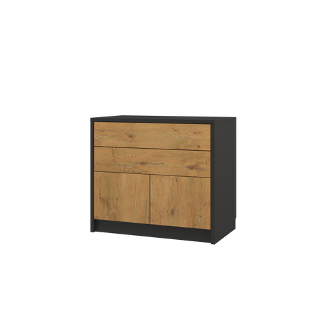 [GS-K-2D2S-BL] INSTALLATION SERVICE FOR PHANTOM FURNITURE Genius Chest of Drawers with 2 Doors and 2 Drawers - Black and Lancelot Oak