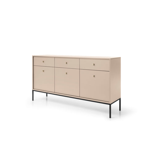 INSTALLATION SERVICE FOR PHANTOM FURNITURE Mono Dresser with Three Push to Open System Doors and Three Drawers Beige - Sandy Beige with black metal legs