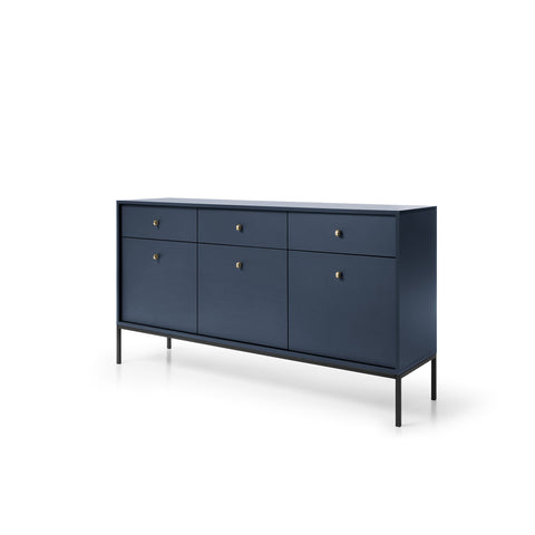 [MONO KOMODA MKSZ 154] INSTALLATION SERVICE FOR PHANTOM FURNITURE Mono Dresser with Three Push to Open System Doors and Three Drawers Navy - Navy Blue with black metal legs