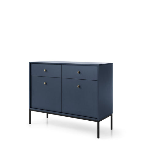 INSTALLATION SERVICE FOR PHANTOM FURNITURE Mono Dresser with Two Push to Open System Doors and Two Drawers Navy - Navy Blue with black metal legs