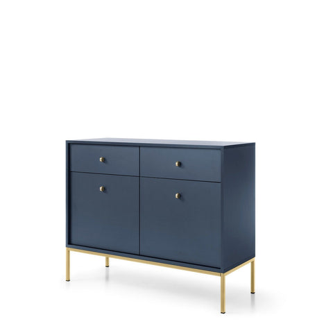 INSTALLATION SERVICE FOR PHANTOM FURNITURE Mono Dresser with Two Push to Open System Doors and Two Drawers Navy - Navy Blue with gold metal legs